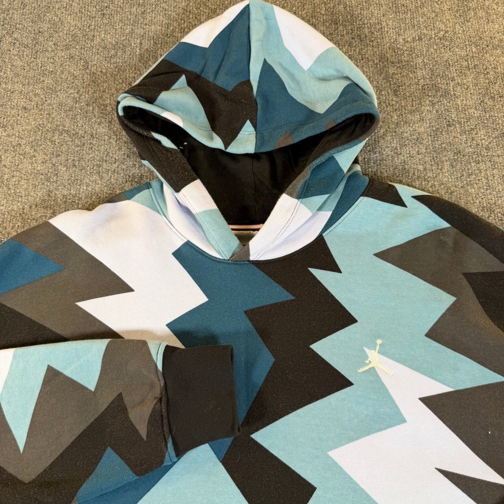Jordan Essentials Mens Graphic Fleece Hoodie Blue Zigzag FB7014-425 XL